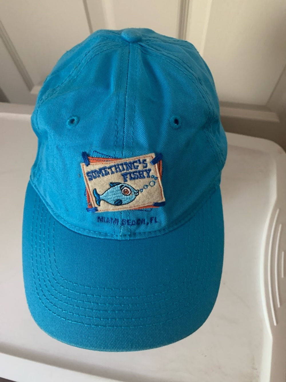 Something's Fishy Miami Beach Turquoise Baseball Cap